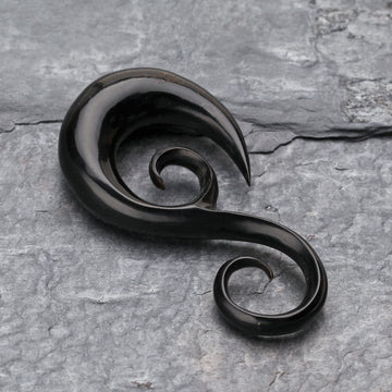 Detail View 1 of A Pair of Chrysalis Swirl Organic Horn Ear Gauge Taper Hanger